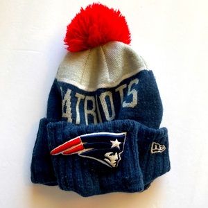NFL New England Patriots beanie cap sports knit Pom blue/silver/ red